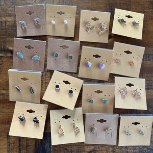 Bundle of 16 pairs of Small Stud Earrings NEW